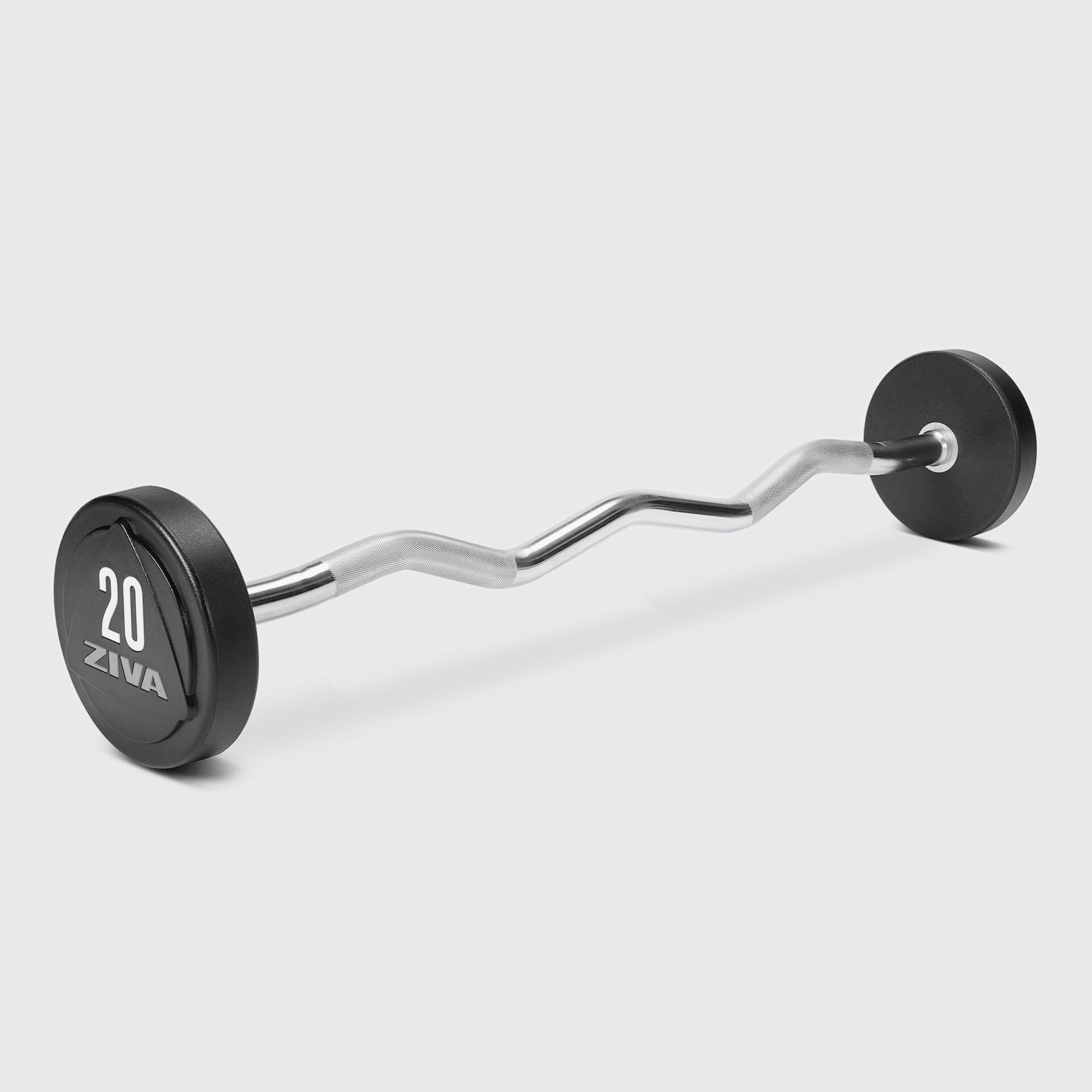 ZVO Solid Steel Urethane Curl Barbells